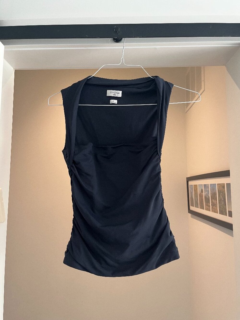 Aritzia Contour Ruched Sleeveless Cowl Neck Top Navy Size M